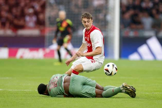 AMSTERDAM, 29-08-2024 , JohanCruyff Arena, Europa League Play Offs, season 2024 2025, Ajax- Jagiellonia Bialystok. lr tj10, Ajax player Youri Baas Ajax - Jagiellonia Bialystok  x26143128x Copyright: