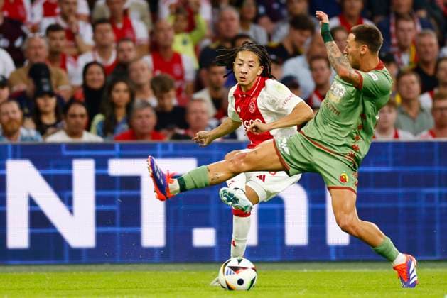 AMSTERDAM, 29-08-2024 , JohanCruyff Arena, Europa League Play Offs, season 2024 2025, Ajax- Jagiellonia Bialystok. Ajax player Kian Fitz-Jim Ajax - Jagiellonia Bialystok  x26143223x Copyright: