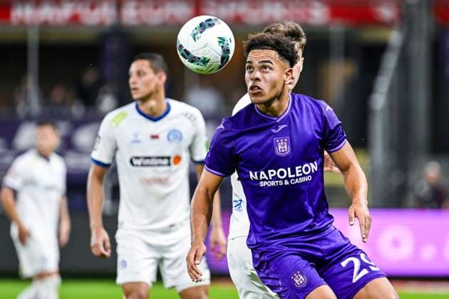 Anderlecht s Mario Stroeykens pictured in action during a soccer game between Belgian RSC Anderlecht and Belarusian FC Dinamo Minsk, Thursday 29 August 2024 in Brussels, the return leg of the play-offs for the UEFA Europa League competition. Anderlecht won the first leg 0-1. TOM GOYVAERTS TomxGoyvaerts  x99328190x