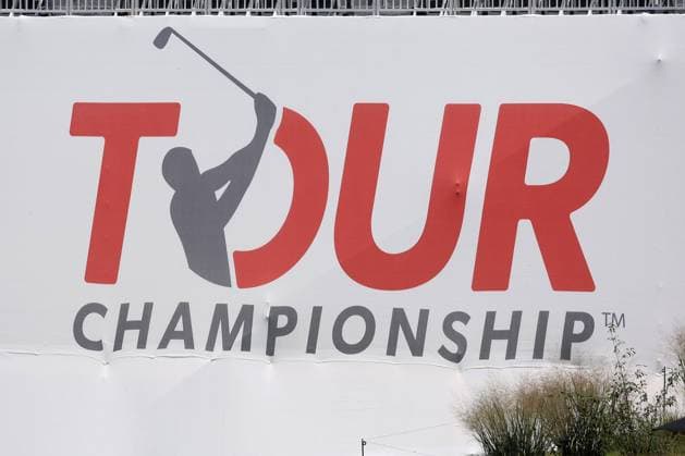 ATLANTA, GA - AUGUST 29: A general view of Tour Championship signage during the opening round of the 2024 Tour Championship at on August 29, 2024 at East Lake Golf Club in Atlanta, Georgia. (Photo by Michael Wade Icon Sportswire) GOLF: AUG 29 PGA, Golf Herren FedExCup Playoffs - TOUR Championship EDITORIAL USE ONLY Icon08292425