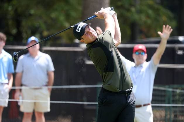 ATLANTA, GA - AUGUST 29: Viktor Hovland (NOR) during the opening round of the 2024 Tour Championship at on August 29, 2024 at East Lake Golf Club in Atlanta, Georgia. (Photo by Michael Wade Icon Sportswire) GOLF: AUG 29 PGA, Golf Herren FedExCup Playoffs - TOUR Championship EDITORIAL USE ONLY Icon08292434