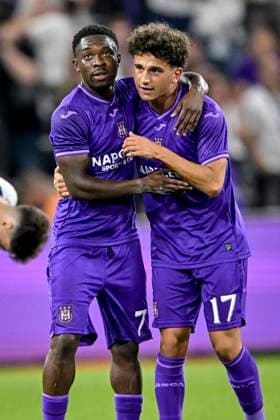 RSC Anderlecht v FC Dinamo Minsk - UEFA Europa League Play-off ANDERLECHT, BELGIUM - AUGUST 29 : Amuzu Francis midfielder of RSC Anderlecht celebrates scoring a goal during the UEFA Europa League Qualifiers Play-off 2nd leg match between RSC Anderlecht and FC Dinamo Minsk on August 29, 2024 in Anderlecht, Belgium, 29 08 2024 Anderlecht Belgium  Copyright: xSesx