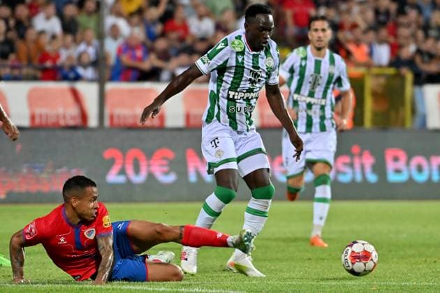 Banja Luka, Bosnia and Herzegovina, 29th August 2024: Sebastian Herera of Borac Banja Luka (L) n action during the UEFA Europa League Play-offs, 2nd leg football match between Borac Banja Luka (Bosnia and Herzegovina) and Ferencvaros (Hungary) at Gradski Stadion Banja Luka, Banja Luka, BiH. (Igor Kupljenik SPP) Copyright: xIgorxKupljenikx xSPPx spp-en-IgKuSp-IK0_4299