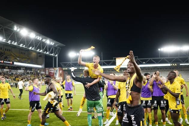 BORAS, SWEDEN 20240829 Elfsborg players celebrate after a penalty shootout during Thursdays Europa League qualifying match between IF Elfsborg and Molde FK at Boras Arena BORAS SWEDEN x9200x  Copyright: xAdamxIhse TTx KVAL EUROPA LEAUE ELFSBORG-MOLDE