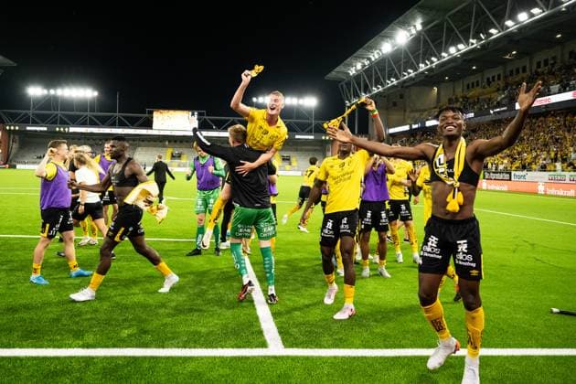240829 Players of Elfsborg celebrate after the UEFA Europa League playoff between Elfsborg and Molde on August 29, 2024 in Boras Photo Jörgen Jarnberger BILDBYRAN COP 112 JJ0394 fotboll football soccer fotball uefa europa league playoff elfsborg molde bbeng celebrate  Copyright: JÖRGENxJARNBERGER BB240829JJ056