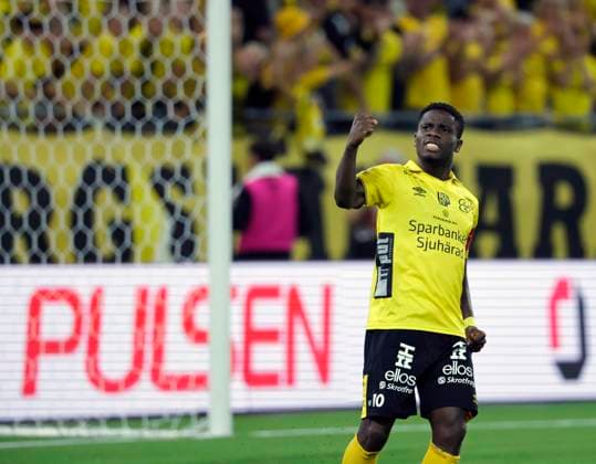 BORAS, SWEDEN 20240829 Elfsborgs Michael Badoo celebrates after scoring his penalty during Thursdays Europa League qualifying match between IF Elfsborg and Molde FK at Boras Arena BORAS SWEDEN x9200x  Copyright: xAdamxIhse TTx KVAL EUROPA LEAUE ELFSBORG-MOLDE