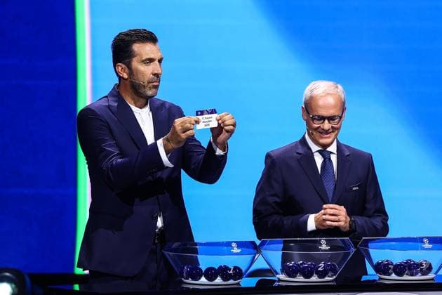 29th of August 2024 - UEFA CHAMPIONS LEAGUE KICK OFF 2024 2025 - DRAW LOTTERY WITH AI - FORUM GRIMALDI buffon (gianluigi) shows the ticket of FC Bayern Munchen the draw lottery MONACO MONACO Copyright: xSPORTPIXPRESSx xFREDxPORCUx