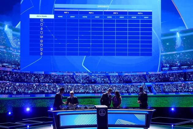 29th of August 2024 - UEFA CHAMPIONS LEAGUE KICK OFF 2024 2025 - DRAW LOTTERY WITH AI - FORUM GRIMALDI A general view of draw lottery with buffon (gianluigi) and ronaldo (cristiano) with chowdhury (reshmin) with pinto (pedro) MONACO MONACO Copyright: xSPORTPIXPRESSx xFREDxPORCUx