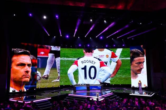 29th of August 2024 - UEFA CHAMPIONS LEAGUE KICK OFF 2024 2025 - DRAW LOTTERY WITH AI - FORUM GRIMALDI A general view of the UEFA AI draw lottery with buffon (gianluigi) and ronaldo (cristiano) on the sight of chowdhury (reshmin) and pinto (pedro) MONACO MONACO Copyright: xSPORTPIXPRESSx xFREDxPORCUx