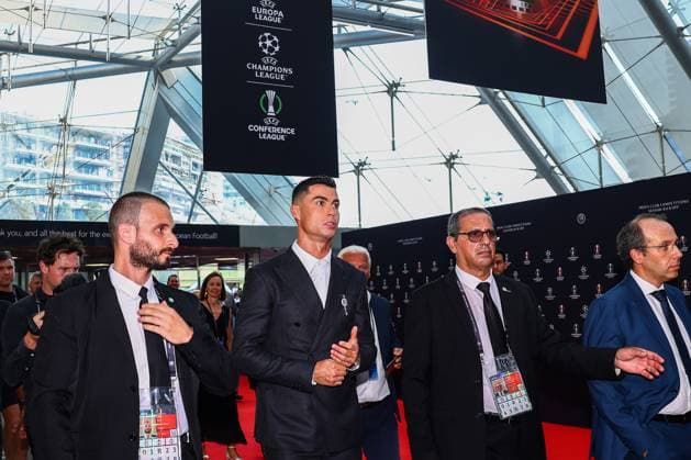 29th of August 2024 - UEFA CHAMPIONS LEAGUE KICK OFF 2024 2025 - DRAW LOTTERY WITH AI - FORUM GRIMALDI ronaldo (cristiano) before the UEFA draw Lottery MONACO MONACO Copyright: xSPORTPIXPRESSx xFREDxPORCUx