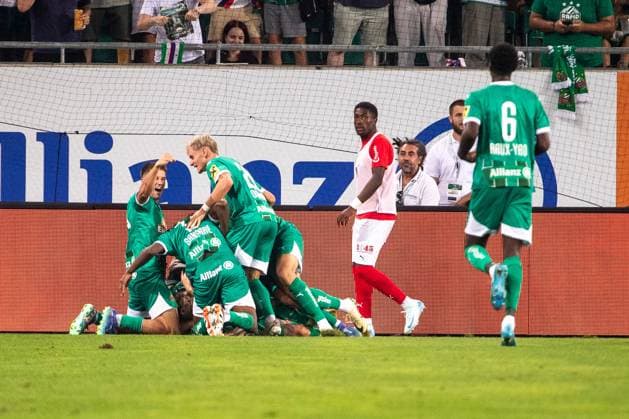 SOCCER - UEFA EL, Rapid vs Braga VIENNA,AUSTRIA,29.AUG.24 - SOCCER - UEFA Europa League, qualification, SK Rapid Wien vs Sporting Club de Braga. Image shows the rejoicing of Rapid.  GEPAxpictures xPhilippxBrem