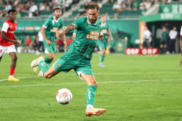 SOCCER - UEFA EL, Rapid vs Braga VIENNA,AUSTRIA,29.AUG.24 - SOCCER - UEFA Europa League, qualification, SK Rapid Wien vs Sporting Club de Braga. Image shows Guido Burgstaller (Rapid).  GEPAxpictures xArminxRauthner