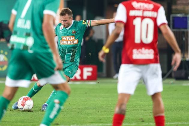 SOCCER - UEFA EL, Rapid vs Braga VIENNA,AUSTRIA,29.AUG.24 - SOCCER - UEFA Europa League, qualification, SK Rapid Wien vs Sporting Club de Braga. Image shows Matthias Seidl (Rapid).  GEPAxpictures xArminxRauthner
