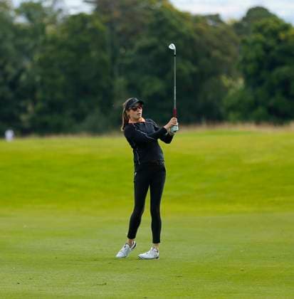 29th August 2024; The O& x2019;Meara Course at Carton House, Maynooth, County Kildare, Ireland; KPMG Womens Irish Open Golf, Round 1; Laura Fuenfstueck (GER) watches her second shot from the 9th fairway  ActionPlus12686883 PeterxFitzpatrick