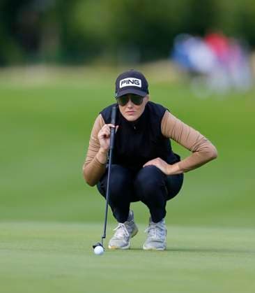29th August 2024; The O& x2019;Meara Course at Carton House, Maynooth, County Kildare, Ireland; KPMG Womens Irish Open Golf, Round 1; Kristin Sim (NOR) lines up her putt on the 3rd green  ActionPlus12686973 PeterxFitzpatrick