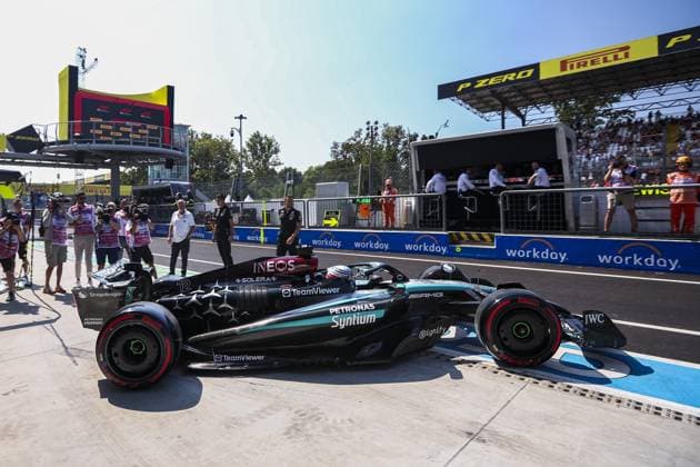 12 KIMI ANTONELLI Andrea (ita), Junior Driver of Mercedes AMG F1 Team, action during the Formula 1 Pirelli Gran Premio d’Italia 2024, Italian Grand Prix 2024, 16th round of the 2024 Formula One World Championship, WM, Weltmeisterschaft from August 30 to September 1, 2024 on the Autodromo Nazionale Monza, in Monza, Italy - F1 - ITALIAN GRAND PRIX 2024 DPPI Panoramic  240830_R16_ITALIA_DP_EA024200