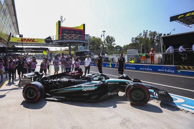 12 KIMI ANTONELLI Andrea (ita), Junior Driver of Mercedes AMG F1 Team, action during the Formula 1 Pirelli Gran Premio d’Italia 2024, Italian Grand Prix 2024, 16th round of the 2024 Formula One World Championship, WM, Weltmeisterschaft from August 30 to September 1, 2024 on the Autodromo Nazionale Monza, in Monza, Italy - F1 - ITALIAN GRAND PRIX 2024 DPPI Panoramic  240830_R16_ITALIA_DP_EA024196