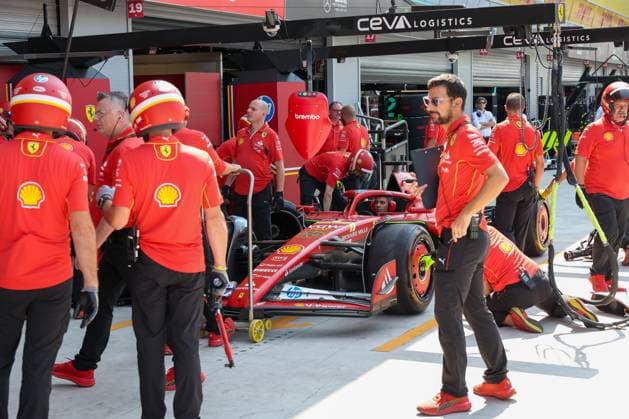 the car of Charles Leclerc Scuderia Ferrari HP in the pit lane, 1 Free Practice, Italian Grand Prix, Motorsport, Men, Formula 1, 30 08 2024 Monza Lombardy Italy Copyright: xkolbert-press ChristianxKolbertx
