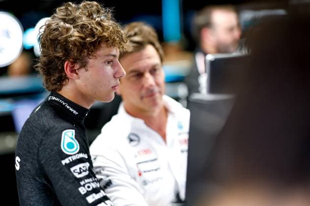 12 Andrea Kimi Antonelli ITA, Mercedes AMG Petronas F1 Team , Toto Wolff AUT, Mercedes AMG Petronas F1 Team , F1 Grand Prix of Italy at Autodromo Nazionale Monza on August 30, 2024 in Monza, Italy Photo by HOCH ZWEI Monza Italy