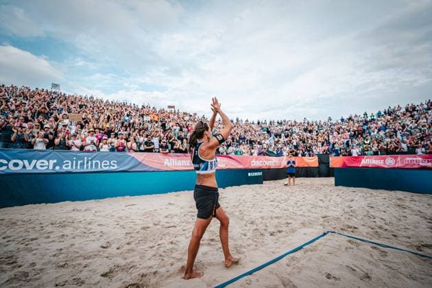 Beach volleyball women Allianz German Beach Tour German Beach Volleyball Championship 2024 30 08 2024 Kira Walkenhorst after the last game of her career Timmendorfer Strand Ahmann Hager Arena Schleswig Holstein Germany