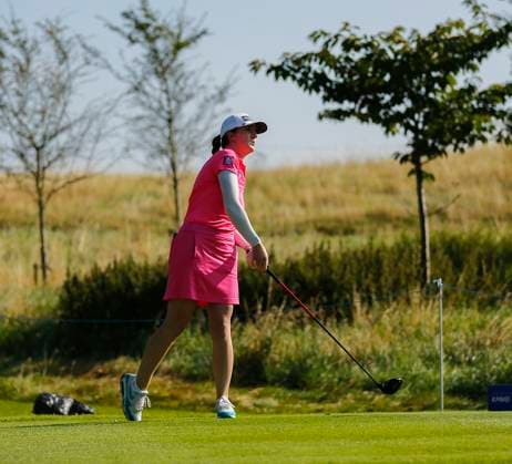 30th August 2024; The O& x2019;Meara Course at Carton House, Maynooth, County Kildare, Ireland; KPMG Womens Irish Open Golf, Round 2; Lauren Walsh (IRL) watches her drive on the 13th hole  ActionPlus12687024 PeterxFitzpatrick
