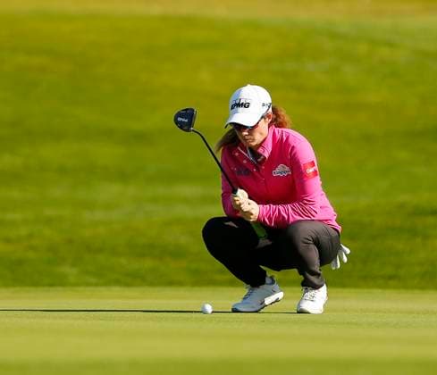30th August 2024; The O& x2019;Meara Course at Carton House, Maynooth, County Kildare, Ireland; KPMG Womens Irish Open Golf, Round 2; Leona Maguire (IRL) lines up her putt on the 13th green  ActionPlus12687030 PeterxFitzpatrick