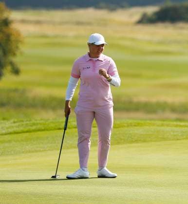 30th August 2024; The O& x2019;Meara Course at Carton House, Maynooth, County Kildare, Ireland; KPMG Womens Irish Open Golf, Round 2; Felicity Johnson (ENG) putts on the 18th green  ActionPlus12687051 PeterxFitzpatrick