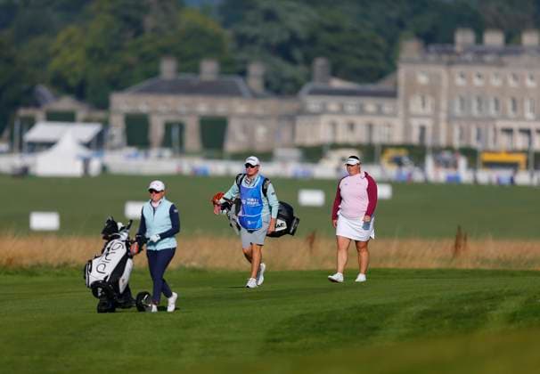 30th August 2024; The O& x2019;Meara Course at Carton House, Maynooth, County Kildare, Ireland; KPMG Womens Irish Open Golf, Round 2; Players walkign off the 12th tee with Carton House in the background  ActionPlus12687055 PeterxFitzpatrick