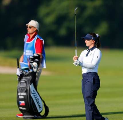 30th August 2024; The O& x2019;Meara Course at Carton House, Maynooth, County Kildare, Ireland; KPMG Womens Irish Open Golf, Round 2; Karla Davidson Spilkvos (CZE) watches her second shot on the 12 fairway  ActionPlus12687057 PeterxFitzpatrick