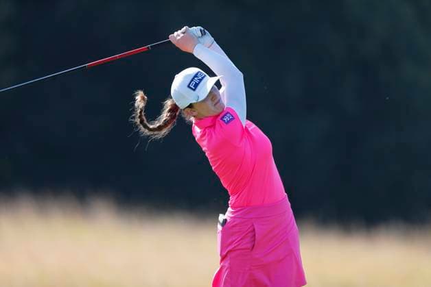 30th August 2024; The O& x2019;Meara Course at Carton House, Maynooth, County Kildare, Ireland; KPMG Womens Irish Open Golf, Round 2; Lauren Walsh (IRL) tees off on the 17th hole  ActionPlus12687085 PeterxFitzpatrick