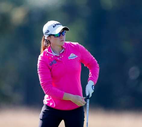 30th August 2024; The O& x2019;Meara Course at Carton House, Maynooth, County Kildare, Ireland; KPMG Womens Irish Open Golf, Round 2; Leona Maguire (IRL) watches her tee shot on the 17th hole  ActionPlus12687091 PeterxFitzpatrick