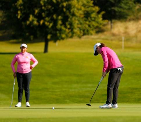30th August 2024; The O& x2019;Meara Course at Carton House, Maynooth, County Kildare, Ireland; KPMG Womens Irish Open Golf, Round 2; Leona Maguire (IRL) putts on the 13th green  ActionPlus12687031 PeterxFitzpatrick