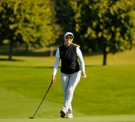 30th August 2024; The O& x2019;Meara Course at Carton House, Maynooth, County Kildare, Ireland; KPMG Womens Irish Open Golf, Round 2; Kristin Sim (NOR) Finishes up on the 13th green  ActionPlus12687033 PeterxFitzpatrick