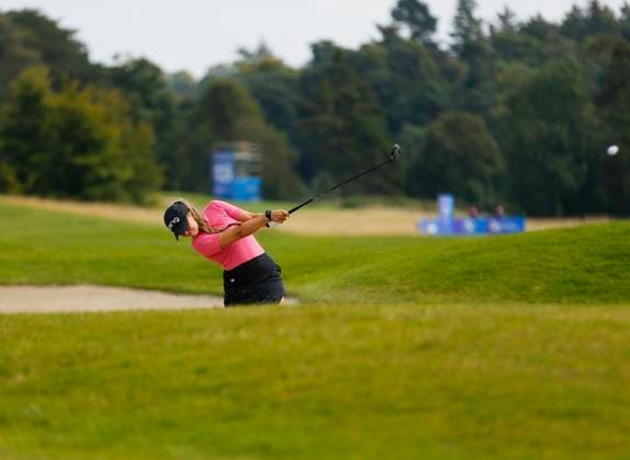 30th August 2024; The O& x2019;Meara Course at Carton House, Maynooth, County Kildare, Ireland; KPMG Womens Irish Open Golf, Round 2; Corinne Viden (SWE) takes her second shot from the 17th fairway bunker  ActionPlus12687035 PeterxFitzpatrick