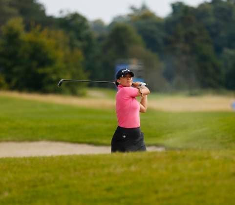 30th August 2024; The O& x2019;Meara Course at Carton House, Maynooth, County Kildare, Ireland; KPMG Womens Irish Open Golf, Round 2; Corinne Viden (SWE) takes her second shot from the 17th fairway bunker  ActionPlus12687036 PeterxFitzpatrick
