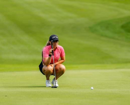 30th August 2024; The O& x2019;Meara Course at Carton House, Maynooth, County Kildare, Ireland; KPMG Womens Irish Open Golf, Round 2; Corinne Viden (SWE) lines up her putt on the 17th green  ActionPlus12687037 PeterxFitzpatrick