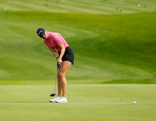 30th August 2024; The O& x2019;Meara Course at Carton House, Maynooth, County Kildare, Ireland; KPMG Womens Irish Open Golf, Round 2; Corinne Viden (SWE) just misses her putt on the 17th green  ActionPlus12687038 PeterxFitzpatrick