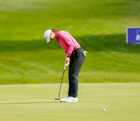 30th August 2024; The O& x2019;Meara Course at Carton House, Maynooth, County Kildare, Ireland; KPMG Womens Irish Open Golf, Round 2; Katherine Muzi (USA) putts on the 17th green  ActionPlus12687041 PeterxFitzpatrick
