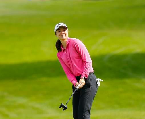 30th August 2024; The O& x2019;Meara Course at Carton House, Maynooth, County Kildare, Ireland; KPMG Womens Irish Open Golf, Round 2; Katherine Muzi (USA) reacts to a missed putt on the 17th green  ActionPlus12687042 PeterxFitzpatrick
