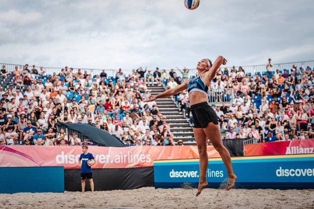 Beach volleyball women Allianz German Beach Tour German Beach Volleyball Championship 2024 30 08 2024 Isabel Schneider beats Timmendorfer Strand Ahmann Hager Arena Schleswig Holstein Germany