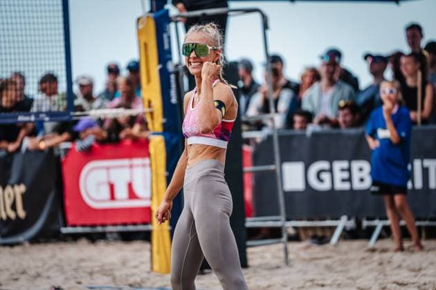 Beach volleyball women Allianz German Beach Tour German Beach Volleyball Championship 2024 30 08 2024 Paula Schürholz is looking forward to Timmendorfer Strand Ahmann Hager Arena Schleswig Holstein Germany