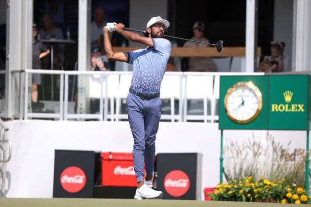 ATLANTA, GA - AUGUST 30: Akshay Bhatia (USA) during the second round of the 2024 FedExCup Playoffs Tour Championship on August 30, 2024 at East Lake Golf Club in Atlanta, Georgia. (Photo by Michael Wade Icon Sportswire) GOLF: AUG 30 PGA, Golf Herren FedExCup Playoffs - TOUR Championship EDITORIAL USE ONLY Icon08302443