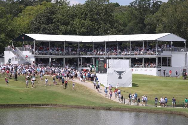 ATLANTA, GA - AUGUST 30: A general view of the first tee during the second round of the 2024 FedExCup Playoffs Tour Championship on August 30, 2024 at East Lake Golf Club in Atlanta, Georgia. (Photo by Michael Wade Icon Sportswire) GOLF: AUG 30 PGA, Golf Herren FedExCup Playoffs - TOUR Championship EDITORIAL USE ONLY Icon08302462