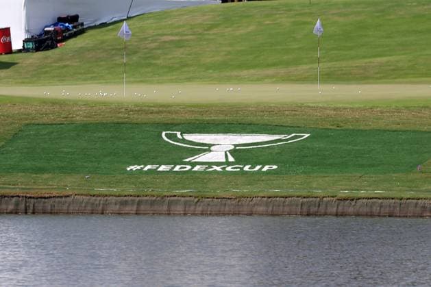ATLANTA, GA - AUGUST 30: A general view of FedEx Cup signage during the second round of the 2024 FedExCup Playoffs Tour Championship on August 30, 2024 at East Lake Golf Club in Atlanta, Georgia. (Photo by Michael Wade Icon Sportswire) GOLF: AUG 30 PGA, Golf Herren FedExCup Playoffs - TOUR Championship EDITORIAL USE ONLY Icon08302472