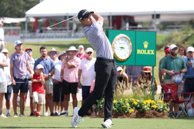 ATLANTA, GA - AUGUST 30: Colin Morikawa (USA) during the second round of the 2024 FedExCup Playoffs Tour Championship on August 30, 2024 at East Lake Golf Club in Atlanta, Georgia. (Photo by Michael Wade Icon Sportswire) GOLF: AUG 30 PGA, Golf Herren FedExCup Playoffs - TOUR Championship EDITORIAL USE ONLY Icon08302480
