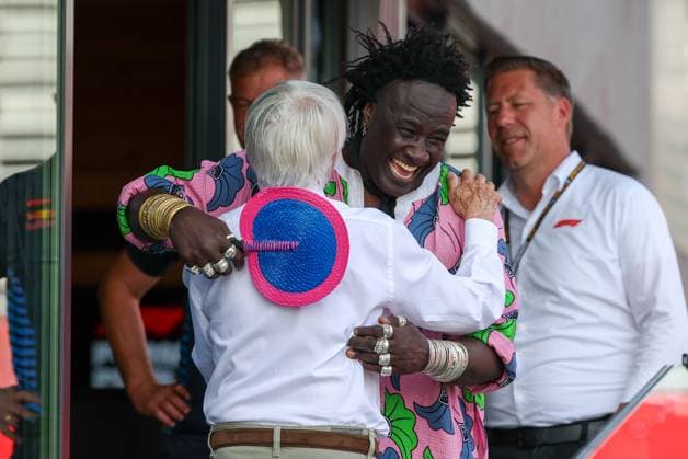 Bernie Ecclestone welcomes Mr. Moko, 3 Free Practice, Italian Grand Prix, Motorsport, Men, Formula 1, 31 08 2024 Monza Lombardy Italy Copyright: xkolbert-press ChristianxKolbertx