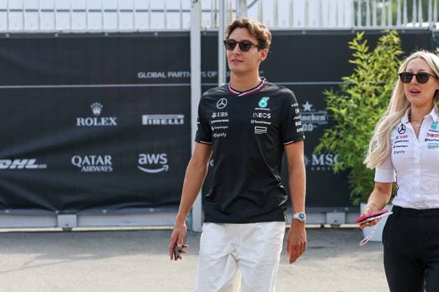 George Russell Mercedes AMG in the paddock, Paddock signs autographs, 3 Free Practice, Italian Grand Prix, Motorsport, Men, Formula 1, 31 08 2024 Monza Lombardy Italy Copyright: xkolbert-press ChristianxKolbertx