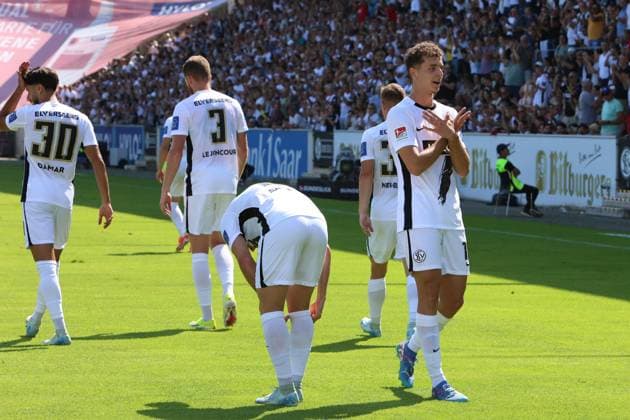 31 08 2024, Football, Men, 2 Bundesliga, Season 2024 2025, SV 07 Elversberg SV Darmstadt 98, Goal celebration to 2 0, Goalscorer Fisnik Asllani SV 07 Elversberg Elversberg Ursapharm Arena an der Kaiserlinde Saarland Germany EN Copyright: xSebastianxBachx