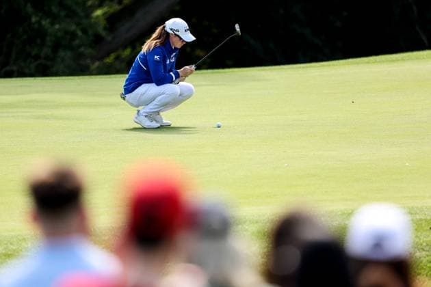 2024 KPMG Women s Irish Open - Pro Am, Carton House, Kildare 31 8 2024 Leona Maguire lines up her putt on the 7th green Leona Maguire lines up her putt on the 7th green 31 8 2024  Copyright: x INPHO BenxBradyx BB4_3769