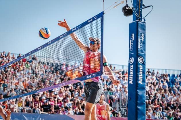 Beach volleyball men Allianz German Beach Tour German Beach Volleyball Championship 2024 31 08 2024 Nils Ehlers Timmendorfer Strand Ahmann Hager Arena Schleswig Holstein Germany